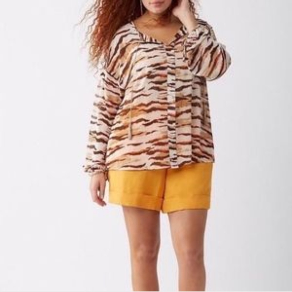 Lane Bryant Animal Print Peasant Sheer Top